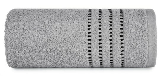 Ręcznik EUROFIRANY Fiore, stalowy 500g/m2 frotte ozdobiony bordiurą w postaci cienkich paseczków, rozmiar 50x90 cm Eurofirany