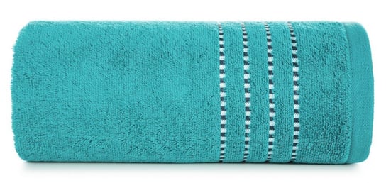 Ręcznik EUROFIRANY Fiore, turkusowy jasny 500g/m2 frotte ozdobiony bordiurą w postaci cienkich paseczków, rozmiar 30x50 cm Eurofirany