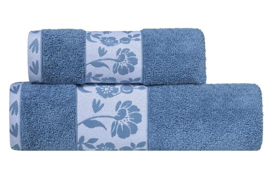 Ręcznik Flora 50x90 lazurowy niebieski 450g/m2 frotte ZARATEX