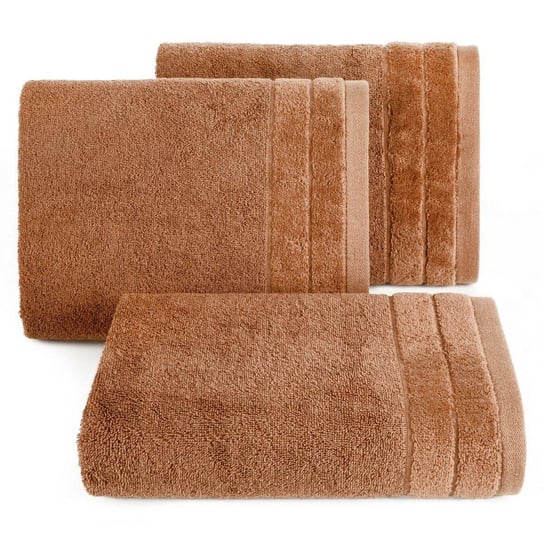 Ręcznik kąpielowy ceglasty 50x90 frotte 500g/m2 elegancki z bordiurą z velvetu, delikatny i miękki Damla Eurofirany