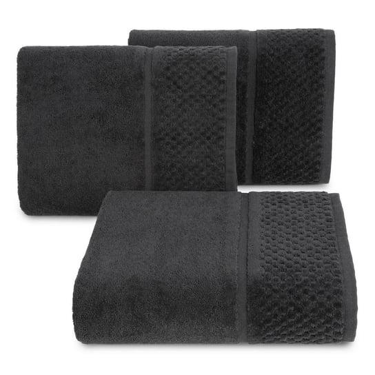 Ręcznik kąpielowy czarny 50x90 frotte 550g/m2 elegancki z welurową bordiurą, Ibiza Eurofirany