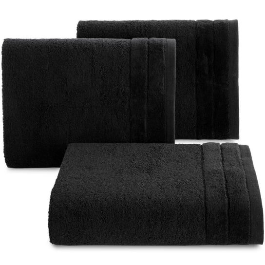 Ręcznik kąpielowy czarny 70x140 frotte 500g/m2 elegancki z velvet bordiurą w pasy, bardzo delikatny i miękki Damla Eurofirany