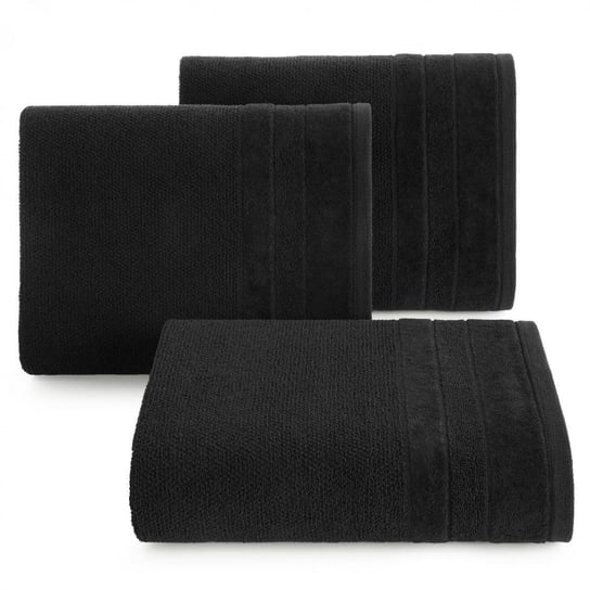 Ręcznik kąpielowy czarny 70x140 frotte 500g/m2 elegancki z welurową bordiurą, bardzo puszysty i miękki Linea Eurofirany