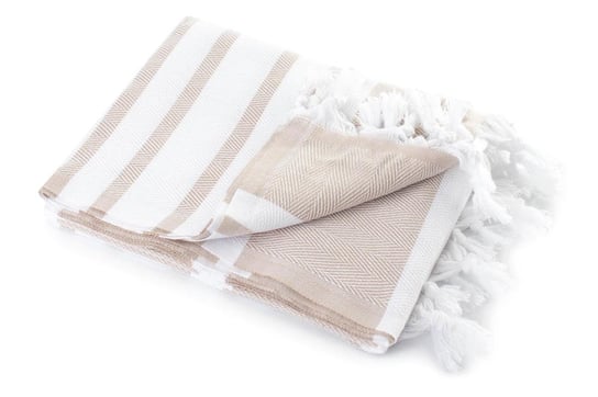 Ręcznik kąpielowy MÓWISZ I MASZ Hamam, beżowo-biały, 100x180 cm Mówisz i Masz