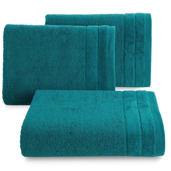Ręcznik kąpielowy turkusowy 50x90 frotte 500g/m2 elegancki z bordiurą z velvetu, delikatny i miękki Damla Eurofirany