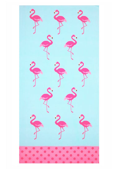 Ręcznik kąpielowy z mikrofibry ŚCIERKA Flamingi, niebieski, 72x146 cm Mówisz i Masz