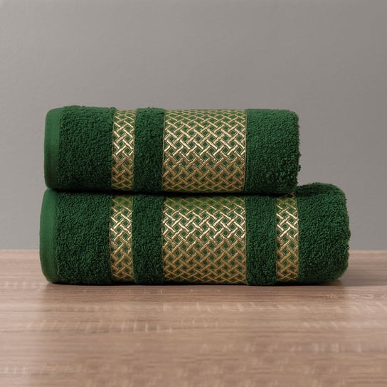 Ręcznik Lionel kolor ciemno zielony butelkowy ze złotą bordiurą LIONEL/RB0/002/050090/1 Markizeta