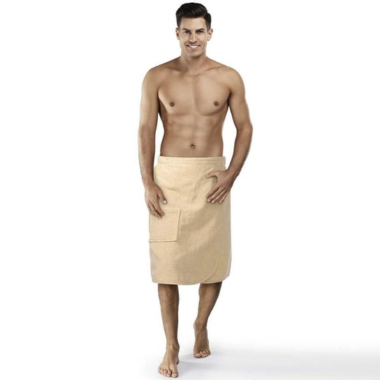 Ręcznik męski do sauny Kilt L/XL beżowy frotte bawełniany Spod Igły i Nitki