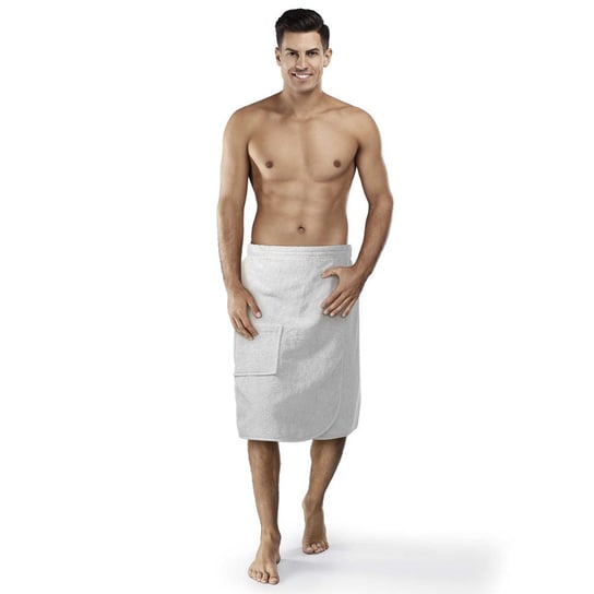 Ręcznik męski do sauny Kilt L/XL szary frotte bawełniany Spod Igły i Nitki