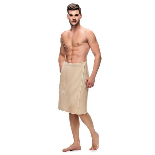 Ręcznik męski do sauny Kilt S/M beżowy frotte bawełniany Spod Igły i Nitki