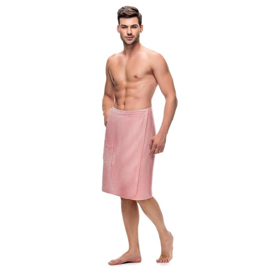 Ręcznik męski do sauny Kilt S/M pudrowy frotte bawełniany Spod Igły i Nitki