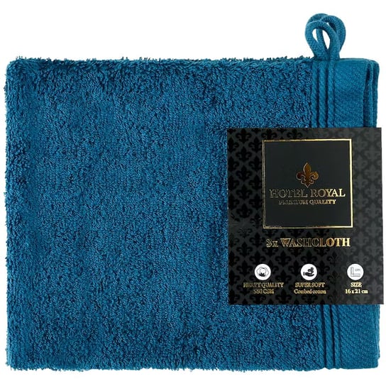 Ręcznik myjka bawełna 550 g/m2 16x21 cm 3 szt granatowy Hotel Royal Hotel Royal