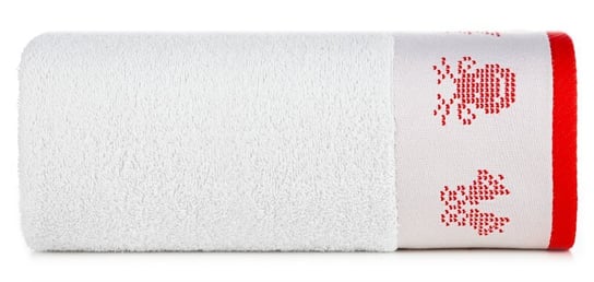 Ręcznik Noel 50x90 biały czerwony renifery świąteczny 450 g/m2 Eurofirany