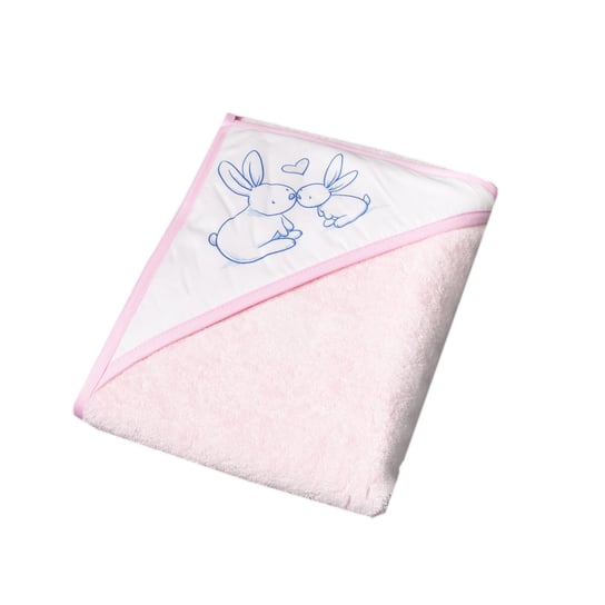 Ręcznik Okrycie Kąpielowe Z Kapturkiem 100X100 Króliczki Różowy Tega Baby
