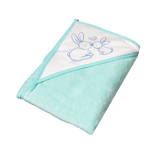 Ręcznik Okrycie Kąpielowe Z Kapturkiem 100X100 Króliczki Zielony Tega Baby