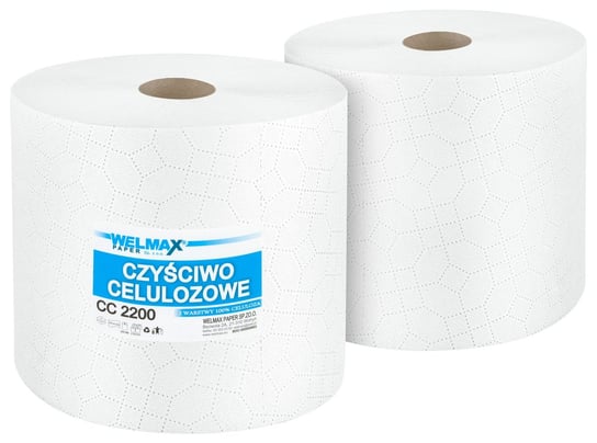 Ręcznik papierowy celulozowy czyściwo WELMAX 2W BIAŁY 200m 2szt. Welmax