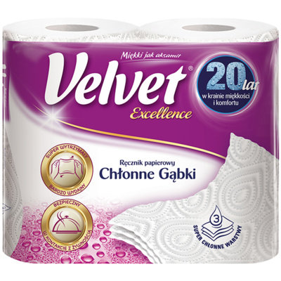 Ręcznik papierowy VELVET Excellence, Chłonne gąbki, 2 szt. Velvet Care