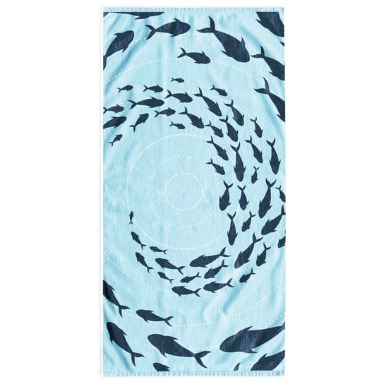 Ręcznik plażowy 100% bawełna, Decoking, dwustronny, jakość Premium, wzór SHOAL, 90x180 cm, błękitny DecoKing