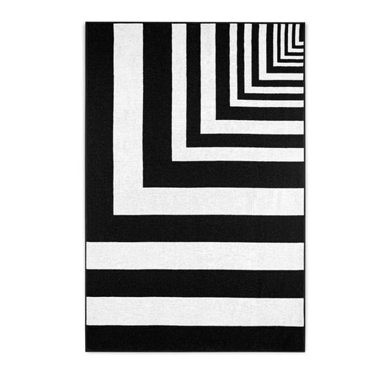 Ręcznik plażowy 100x160 3D czarny biały geometria pasy bawełniany frotte plaża 2 Zwoltex Zwoltex