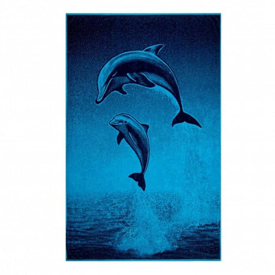 Ręcznik plażowy 100x160 Delfiny granatowy bawełniany frotte plaża 2 Zwoltex Zwoltex