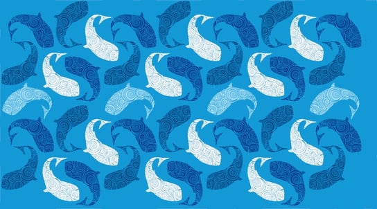 Ręcznik plażowy, 100x180, niebieski w delfiny, RPG-157 Cotton World