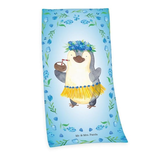 Ręcznik plażowy 75x150 Pan i Pani Panda niebieski dziecięcy bawełniany H23 Herding