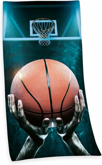 Ręcznik plażowy 75x150 Piłka koszykówka turkusowy dziecięcy bawełniany H23 Herding
