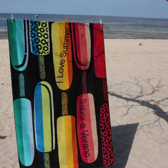 Ręcznik Plażowy Bawełniany Pop Summer Negro 100X170 Koce i Pledy