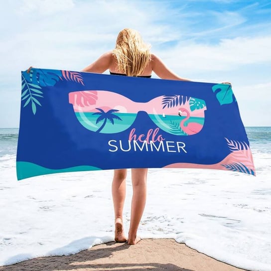 Ręcznik plażowy prostokątny niebieski HELLO SUMMER 150x70 REC54WZ9 UPOMINKARNIA