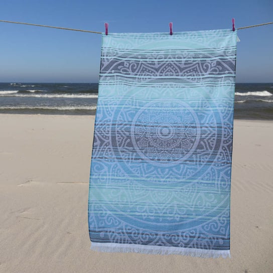 Ręcznik plażowy szybkoschnący KARINA Fouta niebieska Koce i Pledy