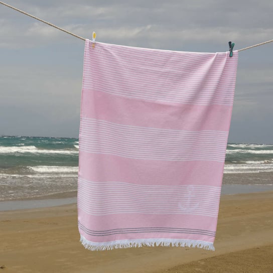 Ręcznik plażowy szybkoschnący SOGUIN FOUTA różowy lekki Koce i Pledy