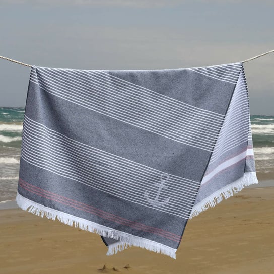 Ręcznik plażowy szybkoschnący  SOGUIN PASKI  czarne Koce i Pledy