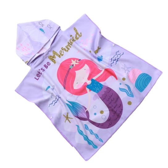 Ręcznik poncho kąpielowe, 60x120, fioletowe z syreną, RPY-22 Cotton World