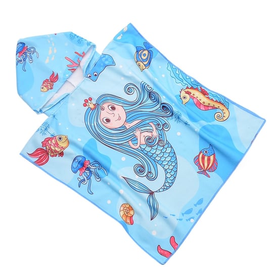 Ręcznik poncho kąpielowe, 60x120, niebieskie z syrenką, RPY-27 Cotton World