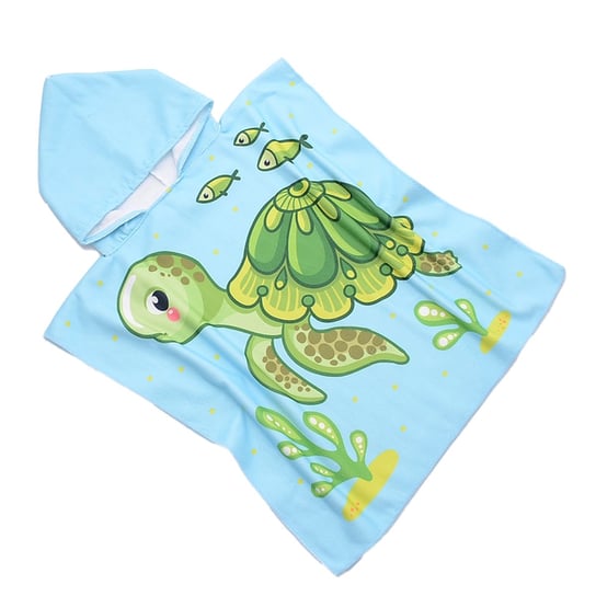 Ręcznik poncho kąpielowe, 60x120, niebieskie z żółwiem, RPY-23 Cotton World