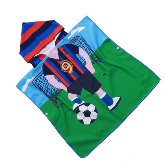 Ręcznik poncho kąpielowe, 60x120, zielone z piłkarzem, RPY-34 Cotton World