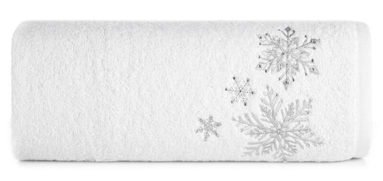 Ręcznik Santa 50x90 biały srebrny gwiazdki świąteczny 450 g/m2 Eurofirany