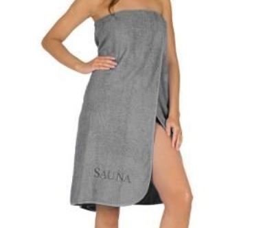 Ręcznik Sauna 80x130 szary jasny 42 haftowany napis 100% bawełna Matex