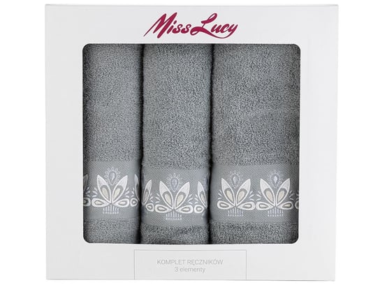 Ręcznik z bawełny z haftem MISS LUCY Camellia, 3 szt. Miss Lucy