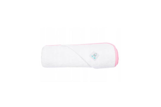 Ręcznik z kapturkiem dla niemowląt, różowa lamówka 75x75 Szkrab