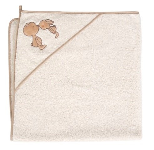 ręcznik z kapturkiem-okrycie kąp.100x100 Noski ecru Ceba Baby
