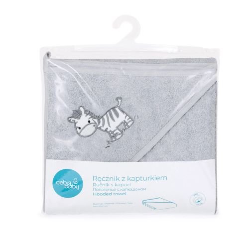 ręcznik z kapturkiem-okrycie kąp.100x100 Zebra Grey Ceba Baby