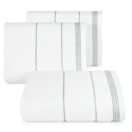 Ręcznik z ozdobną bordiurą biały/srebrny 30x50 MIRA Eurofirany