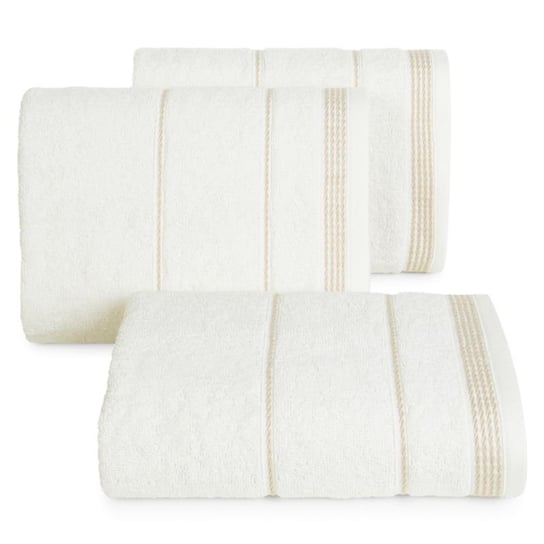 Ręcznik z ozdobną bordiurą kremowy/beżowy 30x50 MIRA Eurofirany