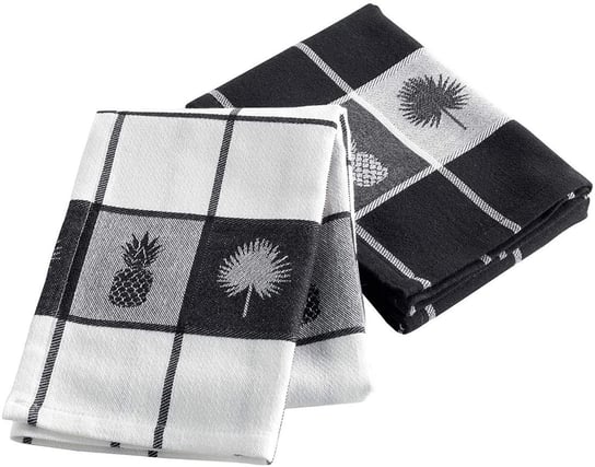 Ręczniki kuchenne 2 sztuki ANAGOLD, 50 x 70 cm, kolor biało-czarny Douceur d'intérieur