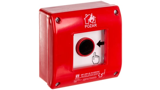 Ręczny ostrzegacz przeciwpożarowy natynkowy, styk 1Z+LED 230V AC OP1-W01-B10-230 SPAMEL