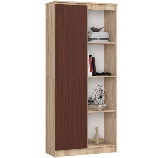 Regał 80 cm biurowy 1 drzwi 8 półek - Dąb Sonoma Wenge - FABRYKA MEBLI ...