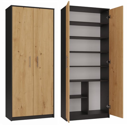 Regał Biurowy Salon OLIV 2D Antracyt Dąb Artisan Do Salonu, Biura, Gabinetu Topeshop Topeshop