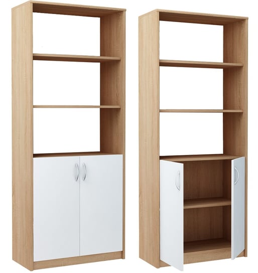Regał MARK R007 Dąb Sonoma Biały 180x74x35 cm Meble-Bestseller