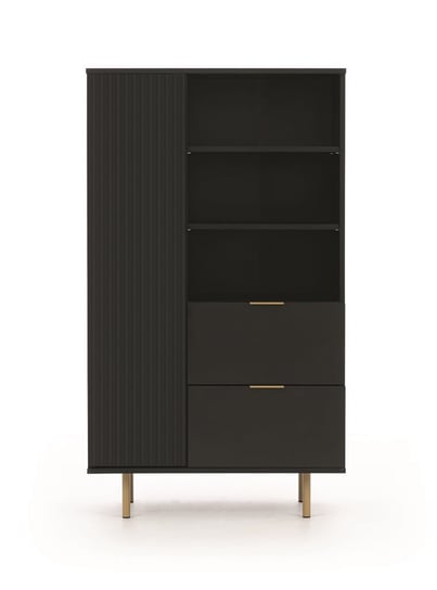 Regał NUBIA NB-04 w Stylu LOFT Szerokość 80 cm 2 szuflady 1 drzwiczki Czarny mat Kornelo